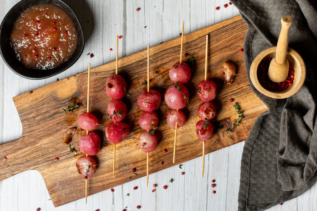 Radish BBQ skewers