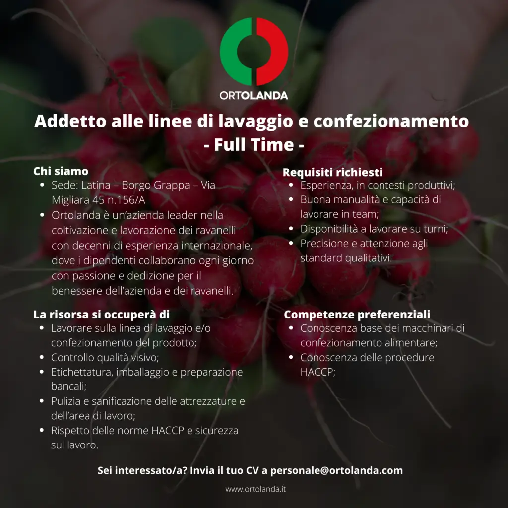 Addetto alle linee di lavaggio e confezionamento 1