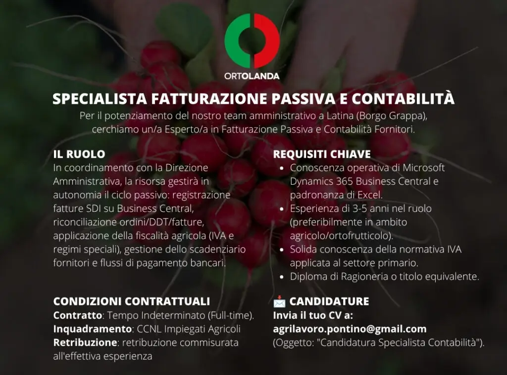 SPECIALISTA FATTURAZIONE PASSIVA E CONTABILITÀ